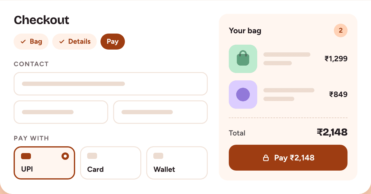 Cartena checkout — sample product illustration